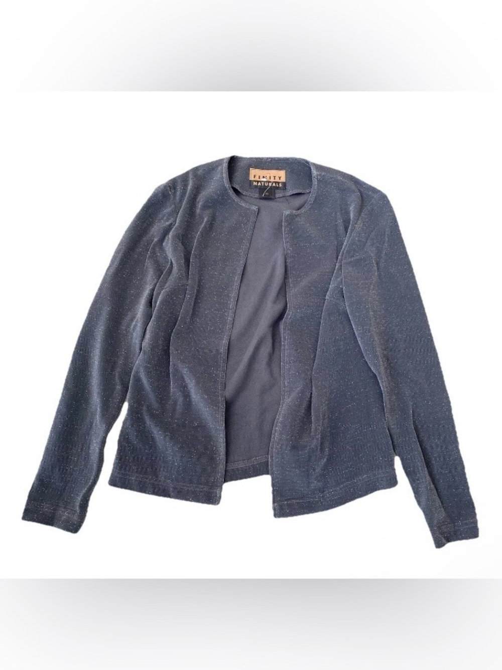 Finity Naturals Grey Blouse Top Open Front Metallic Size XS